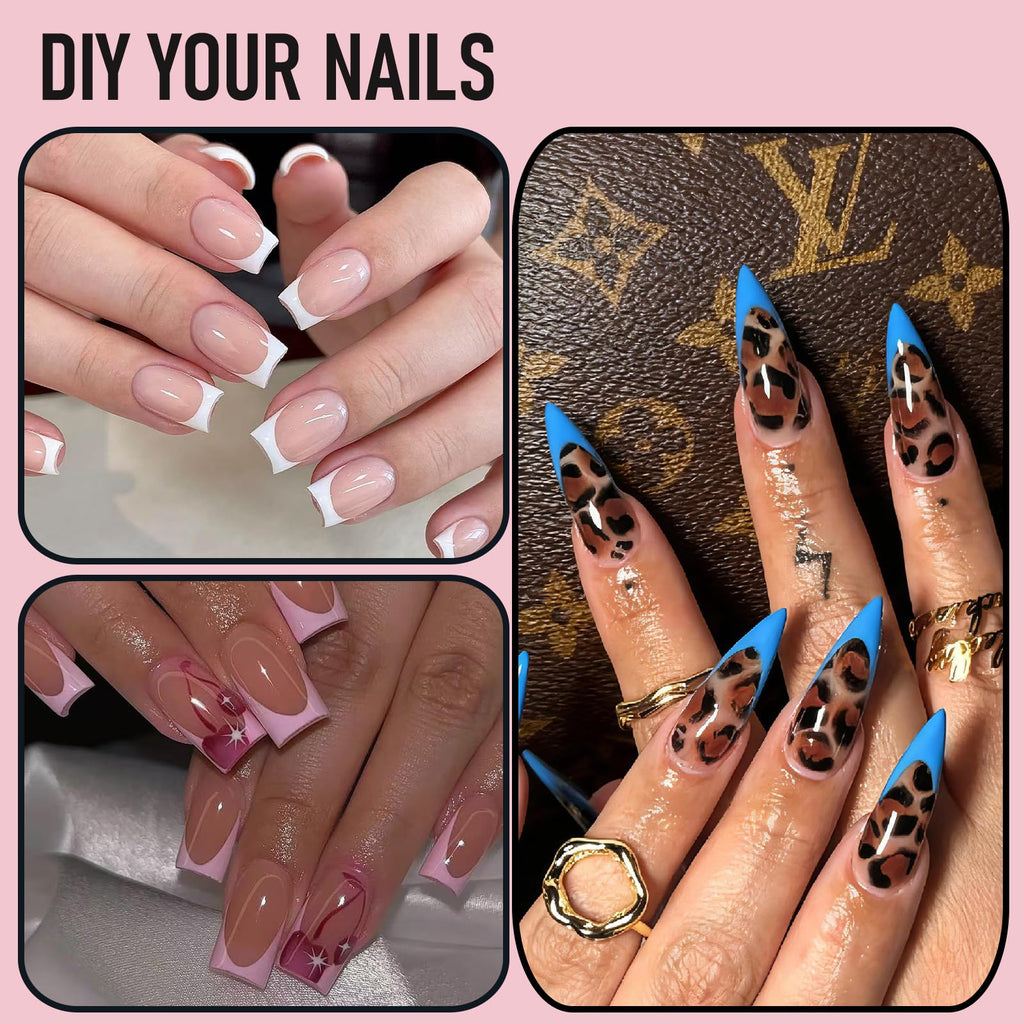 Side angle view of clear reusable nail extension molds
