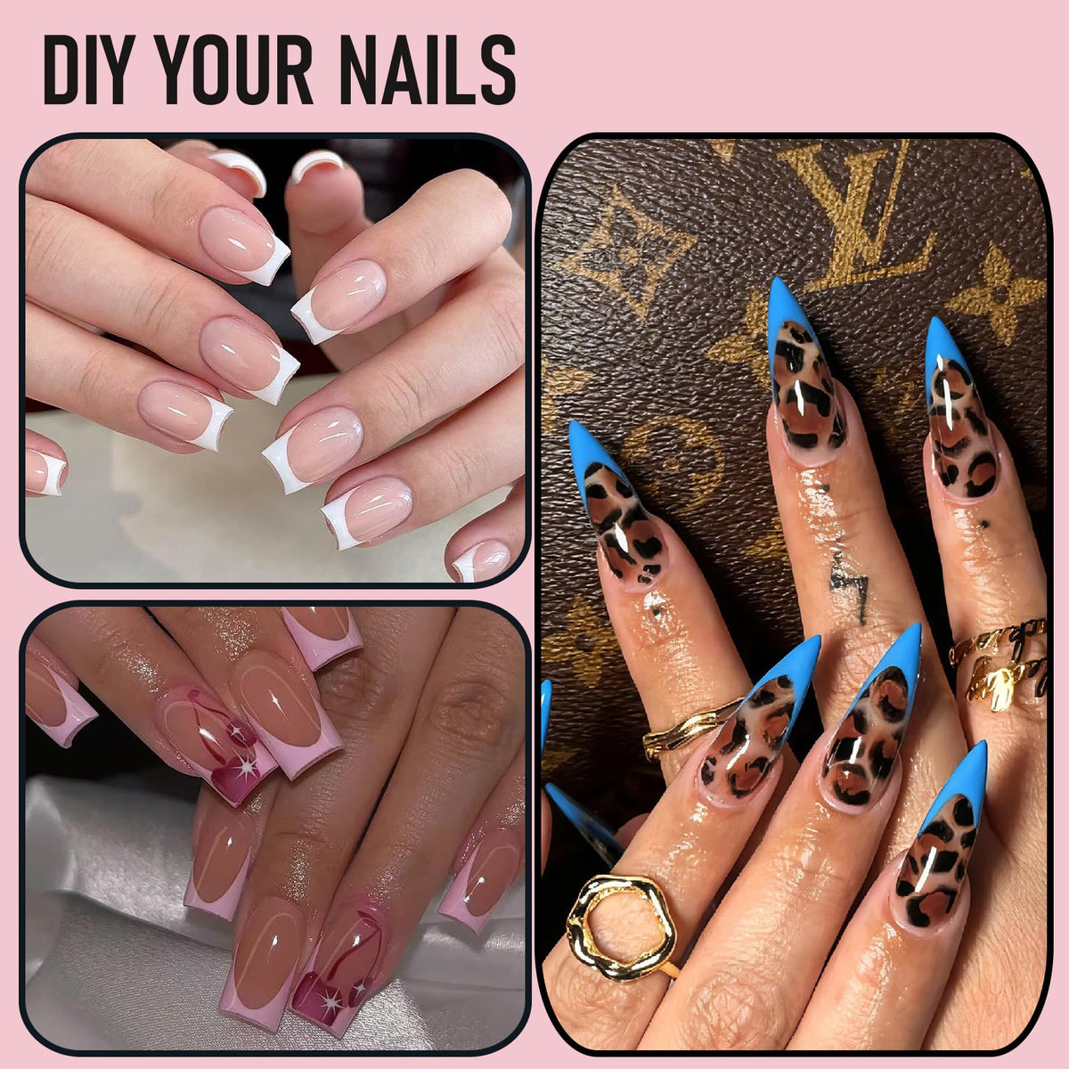 Side angle view of clear reusable nail extension molds
