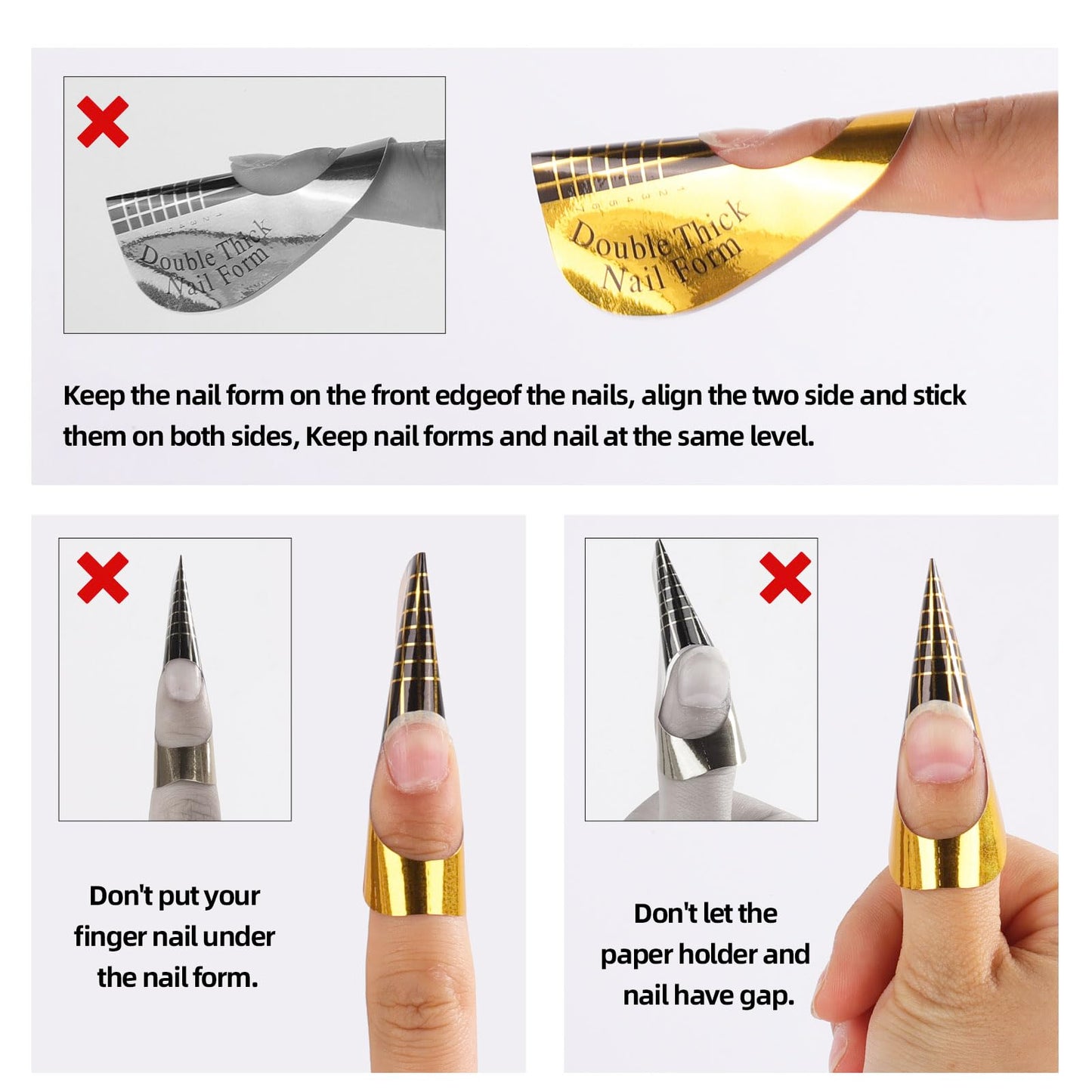 Detail of printed length and number markings on nail form sticker