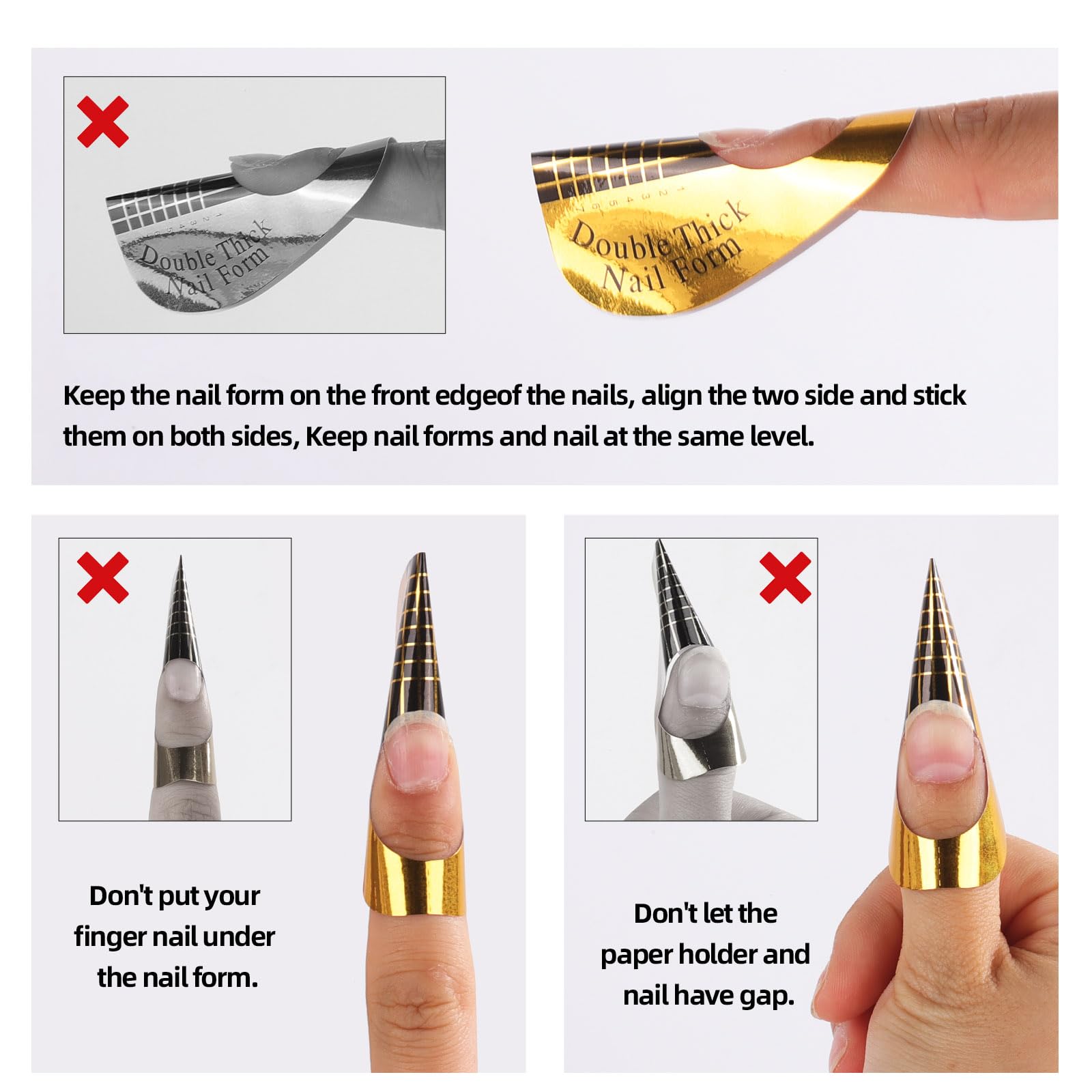 Detail of printed length and number markings on nail form sticker