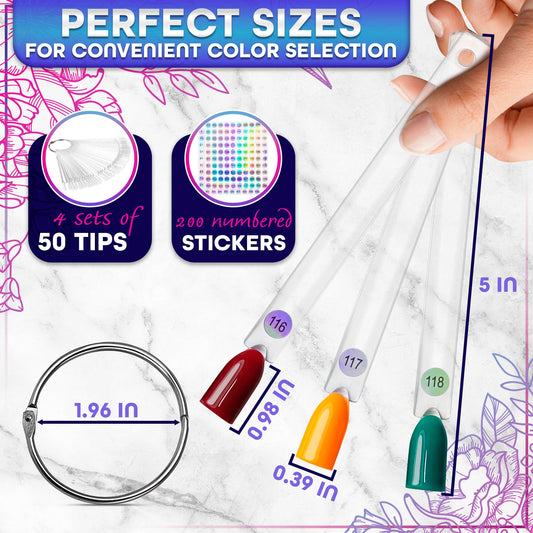 Novsix nail swatch sticks organized on a metal ring