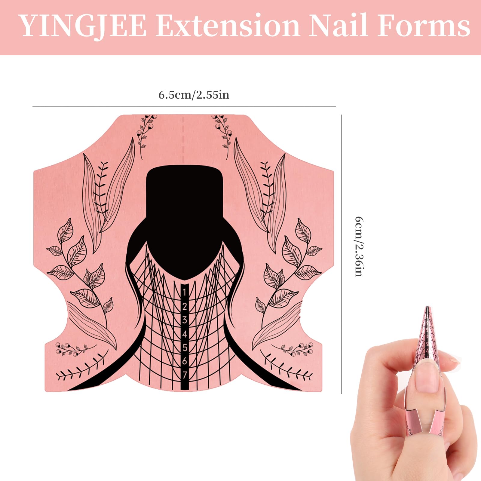 Close up of Yingjee nail extension guide stickers