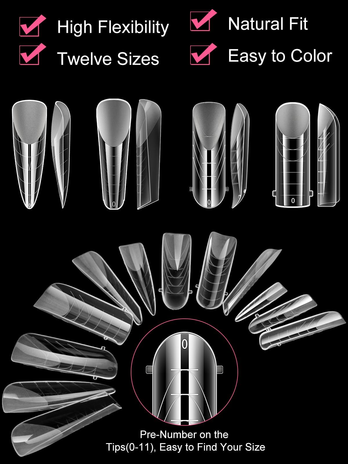 Assorted shapes of Ebanku French nail form silicone guides