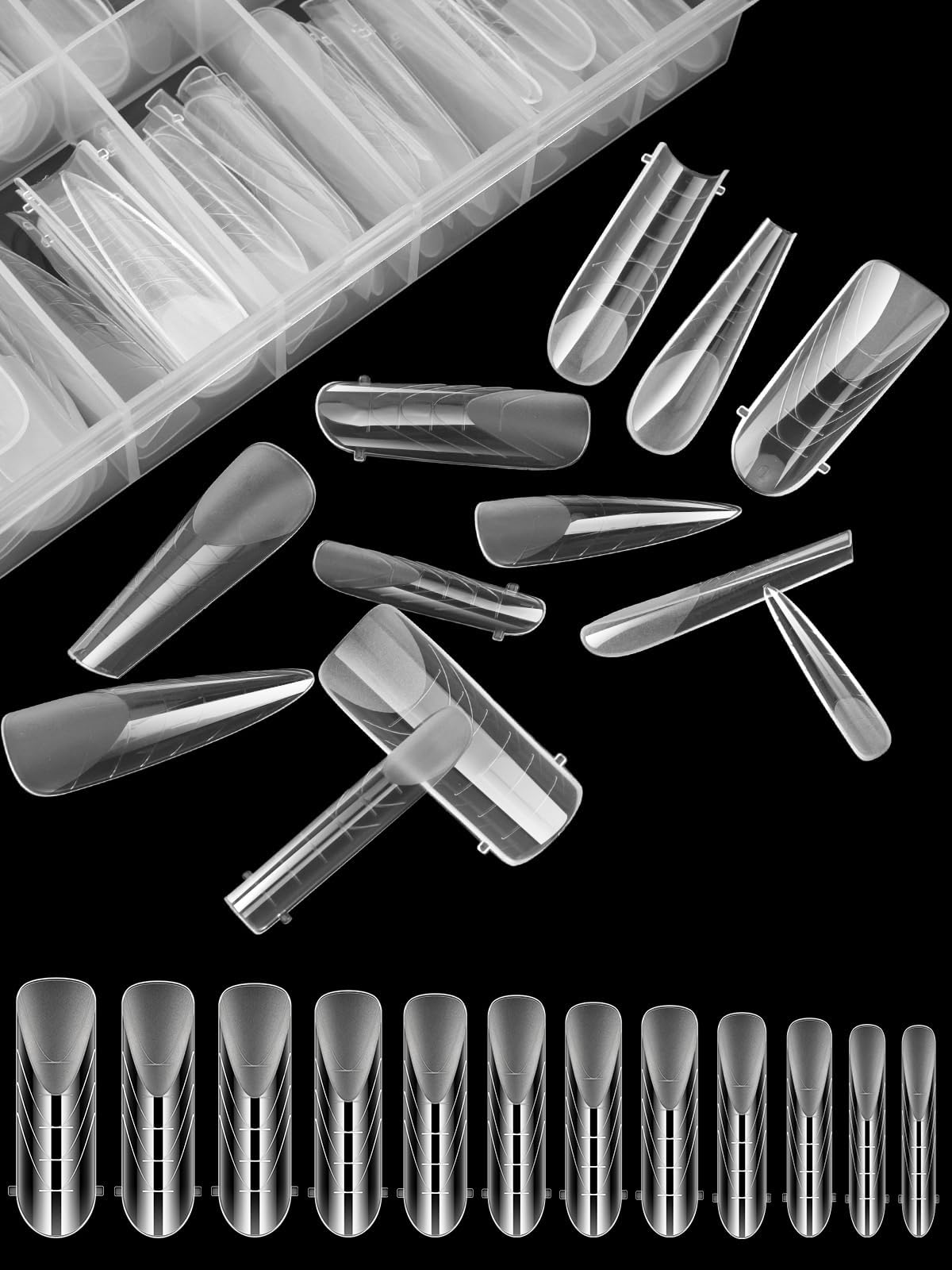 Ebanku nail art tools showing transparent silicone stencils for poly gel