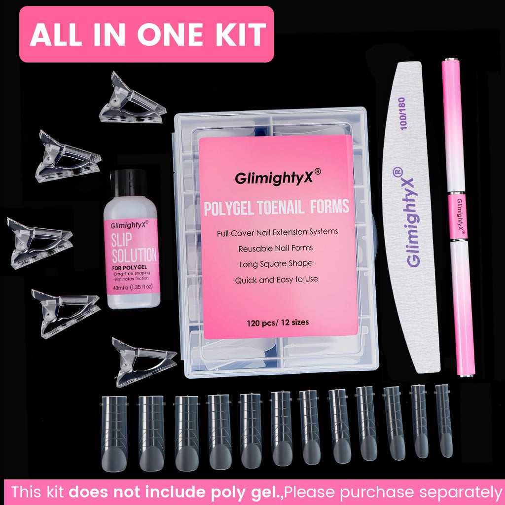 Reusable dual nail forms in 12 different sizes laid out