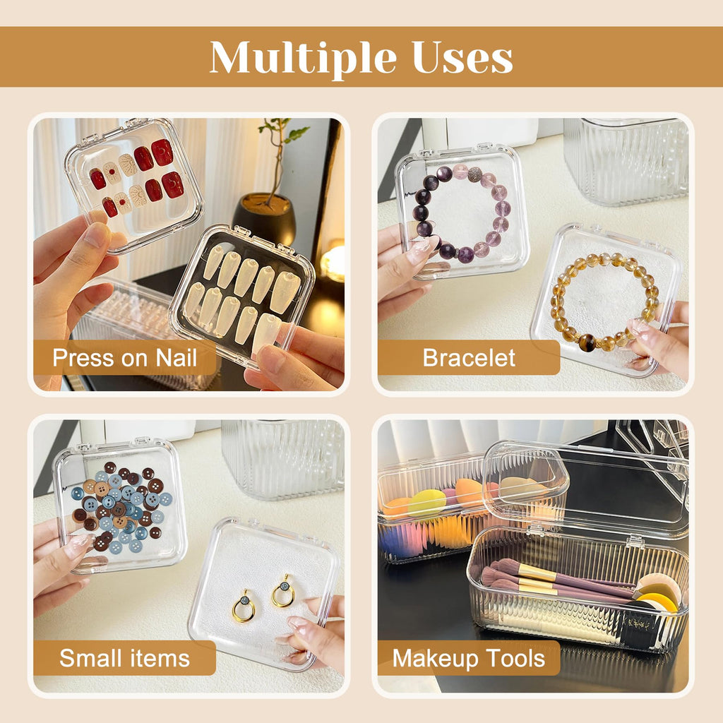 Conbola transparent nail art display box showing secure snap lids