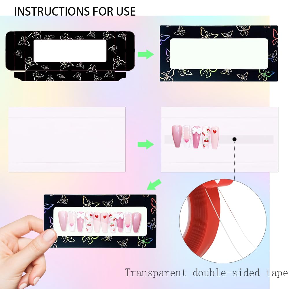 Contents of Yazabai nail packaging set including boxes, cards, and stickers