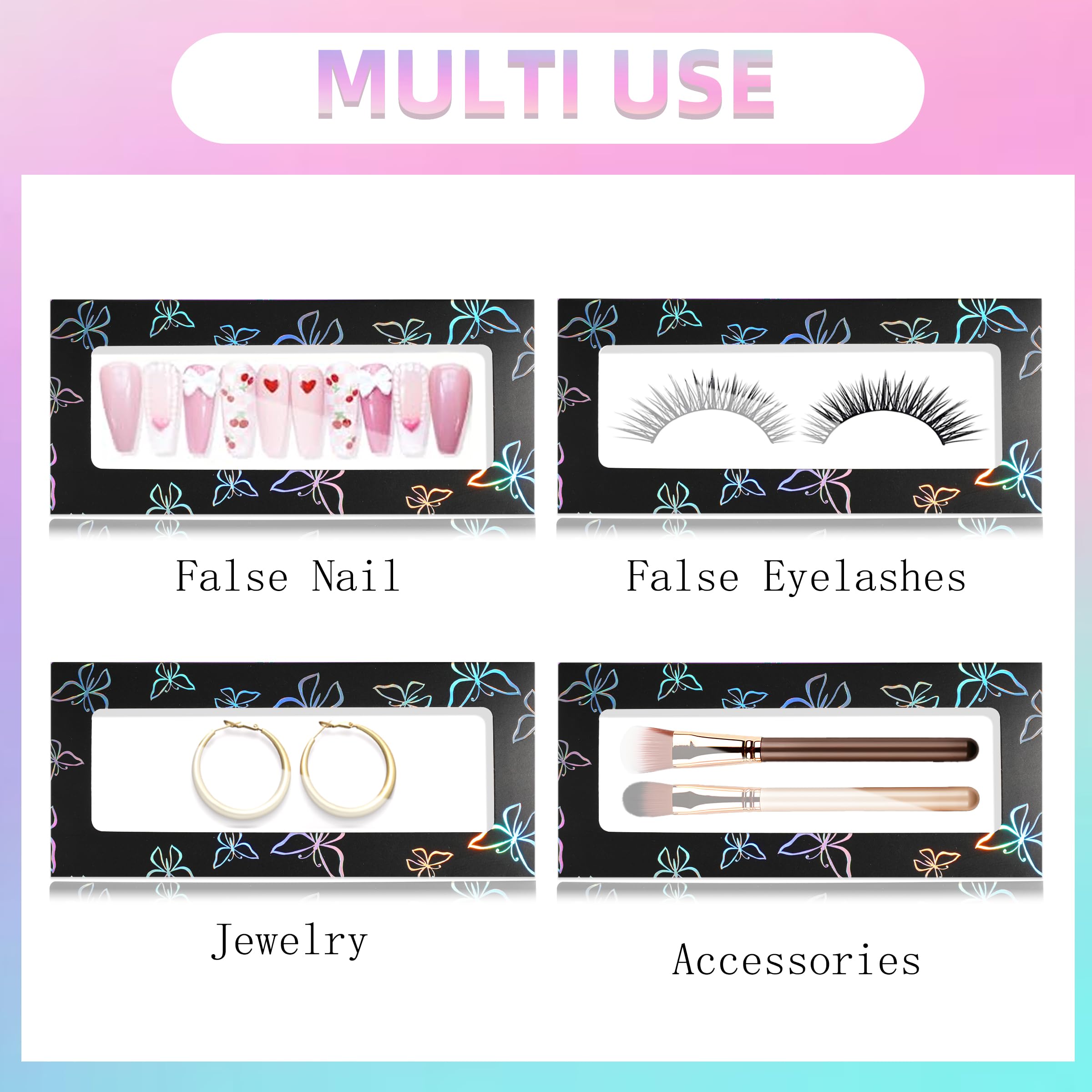 White background paper cards for press-on nail mounting