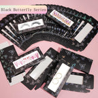 Stack of 35 empty press on nail boxes arranged for commercial display