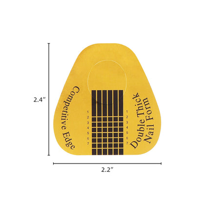 Close up of Emigel gold nail extension paper forms grid