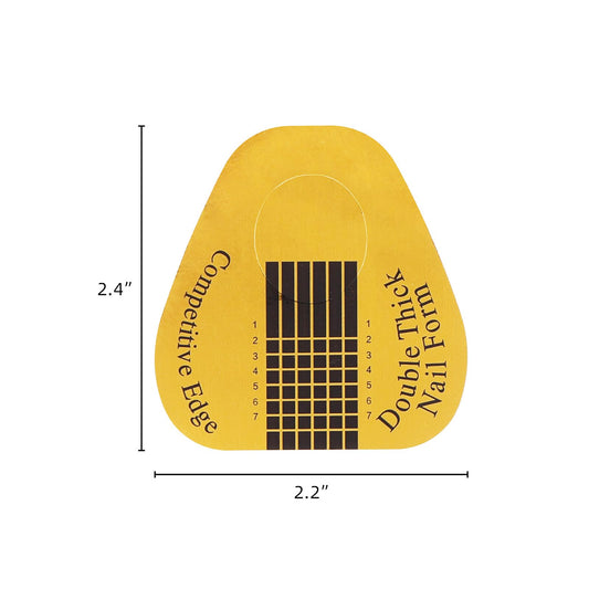 Close up of Emigel gold nail extension paper forms grid