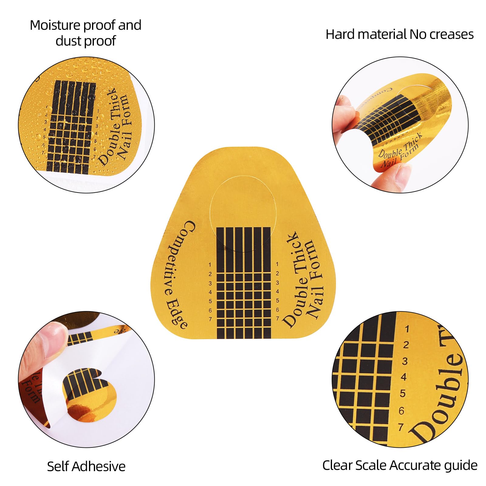 Stack of 500 piece gold nail extension guide stickers