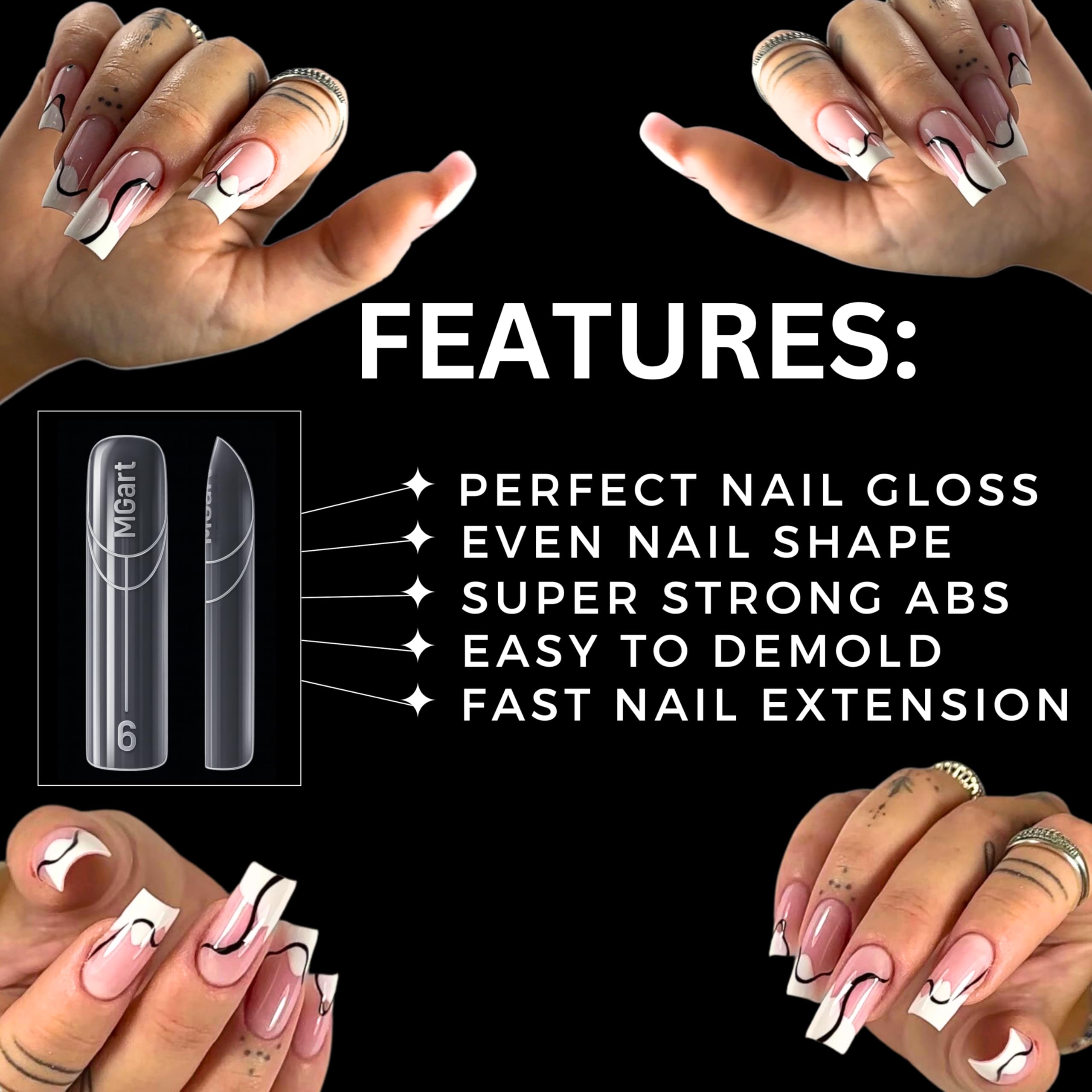 Close up of MGart dual nail forms showing the structured arch design