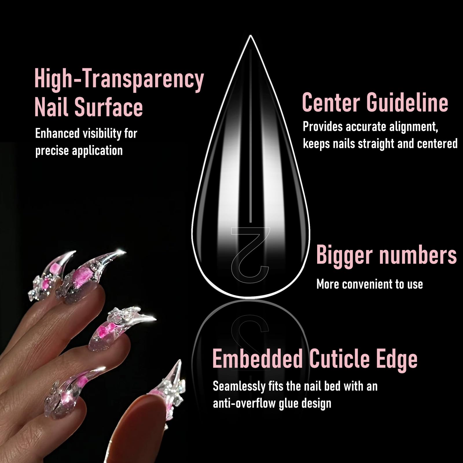 Wellquinn cat claw nail extension forms showing curved shape