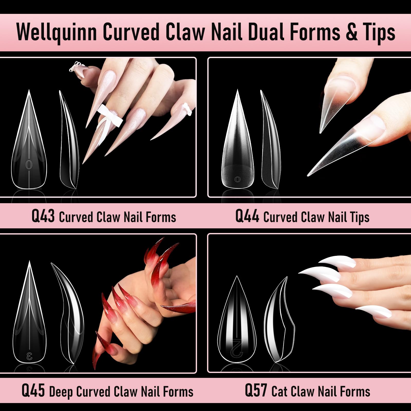Variety of nail form sizes arranged for display
