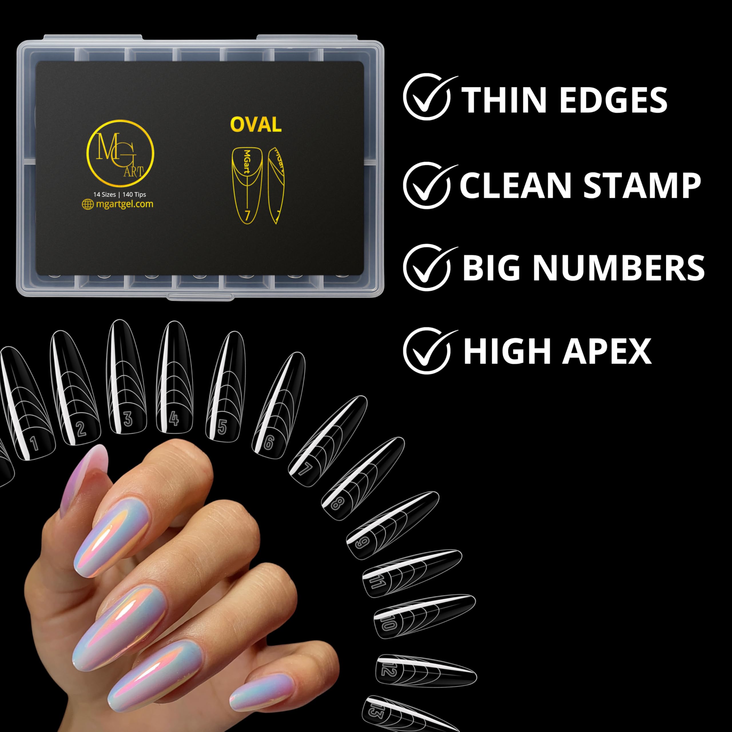 MGart reusable nail extension forms 140 piece set