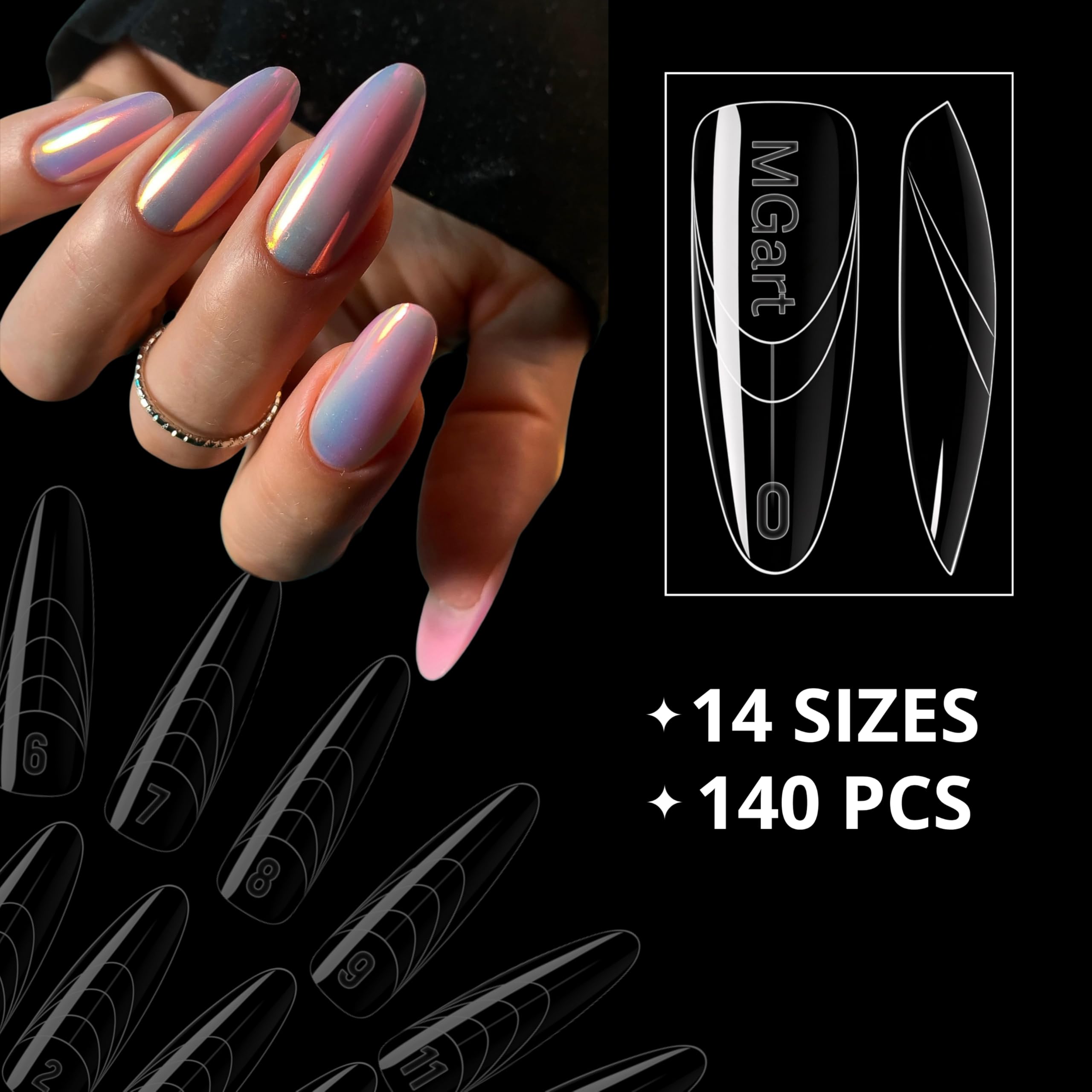 Clear oval dual forms for polygel and builder gel application