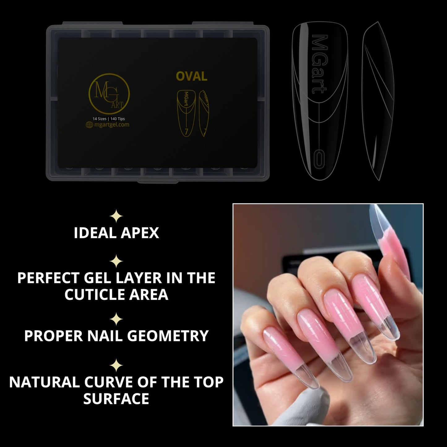 Close up of MGart dual forms ultra-thin cuticle edge