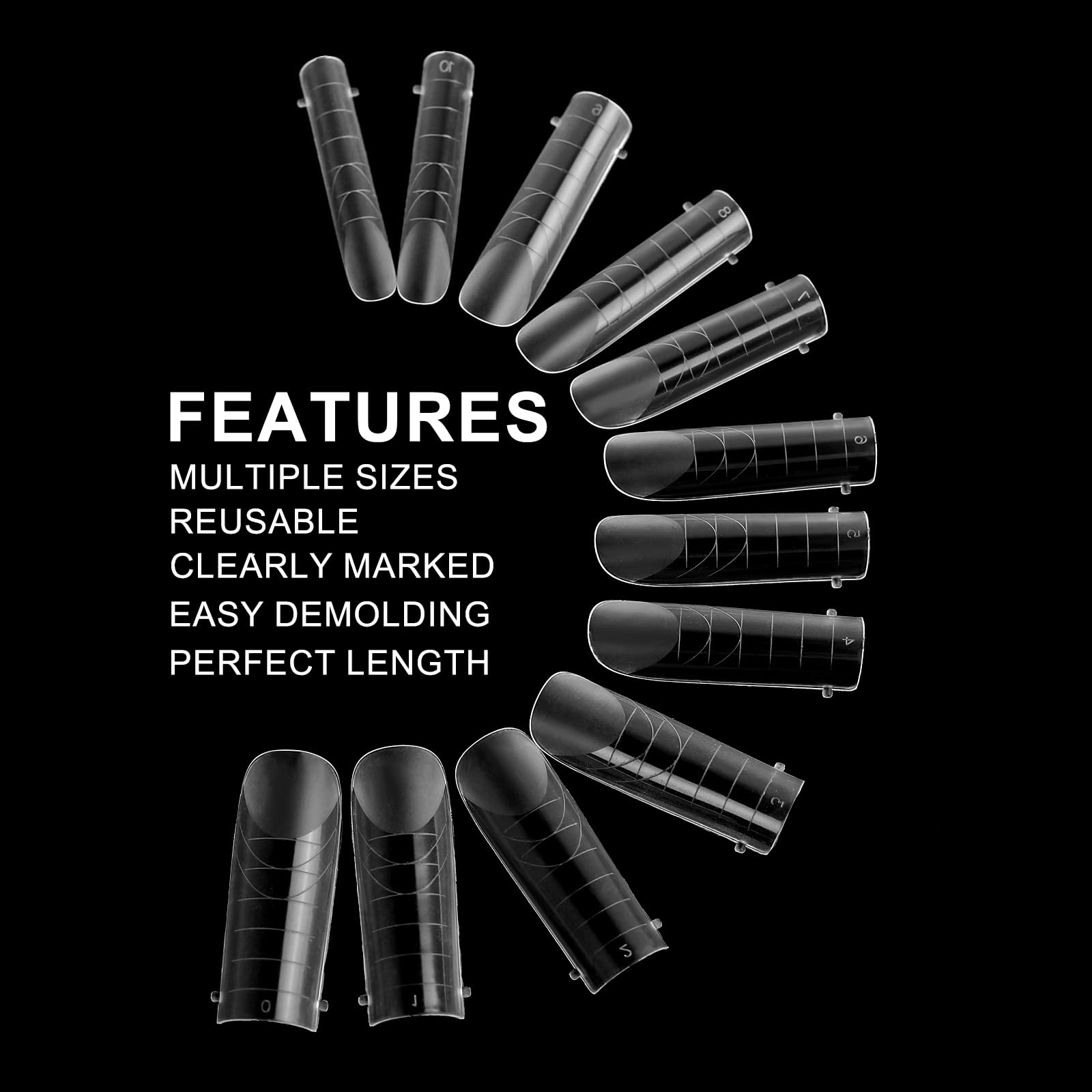 Close up of C-curved dual nail forms for manicure