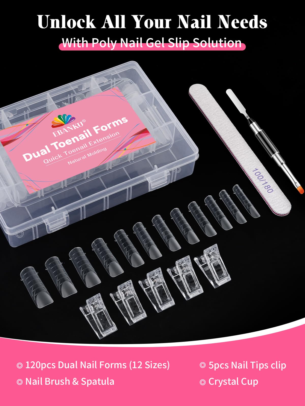 Close-up of clear reusable toe nail molds displaying length scale markings