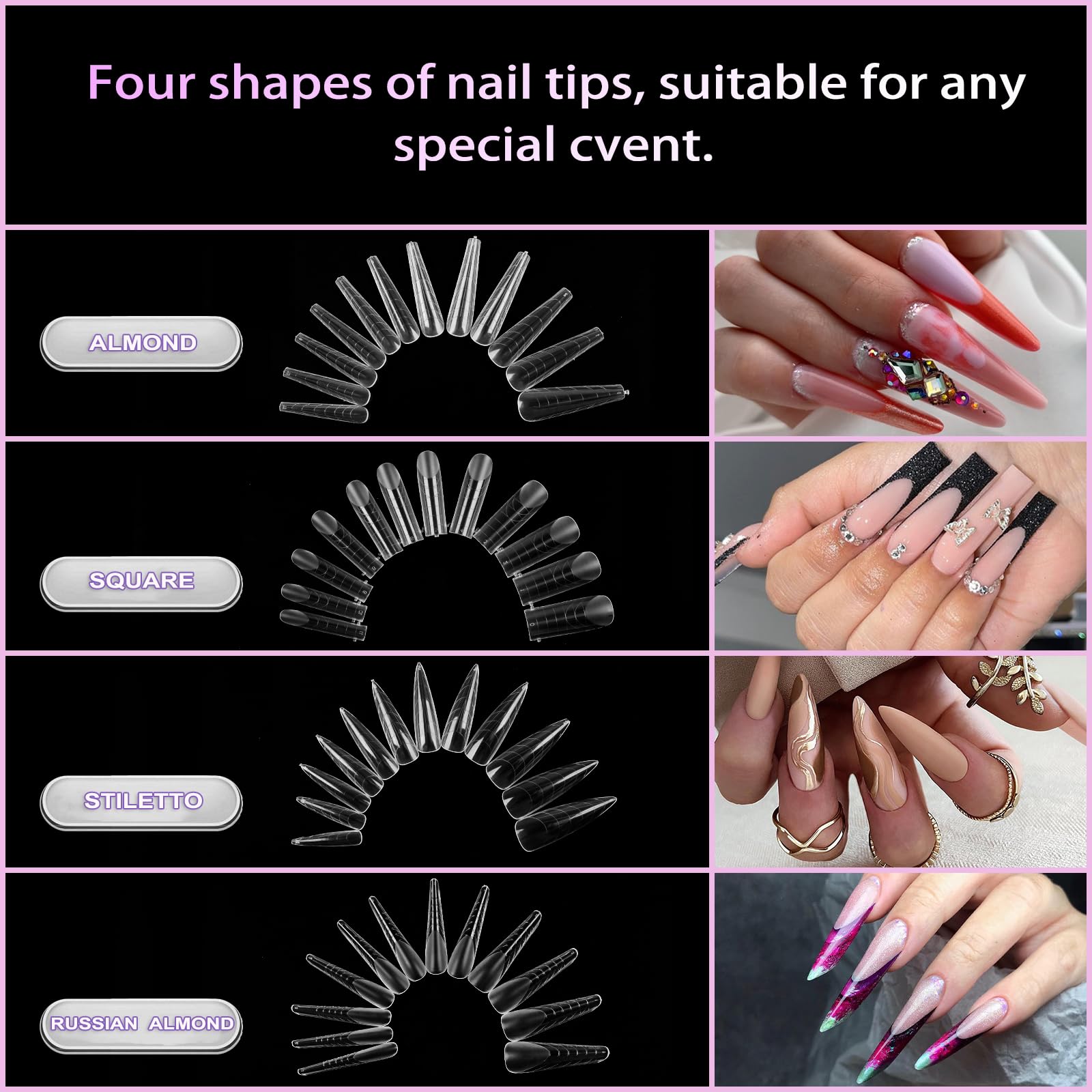 Clear acrylic dual nail forms for artificial extensions