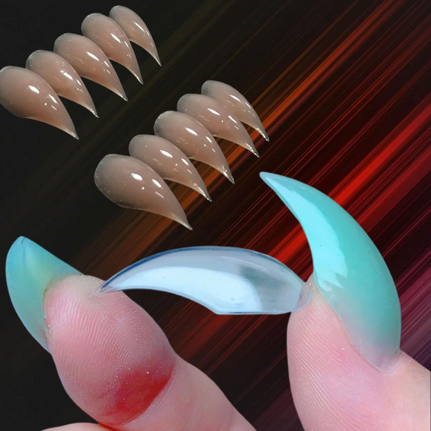 Clear reusable nail tips for poly gel extensions