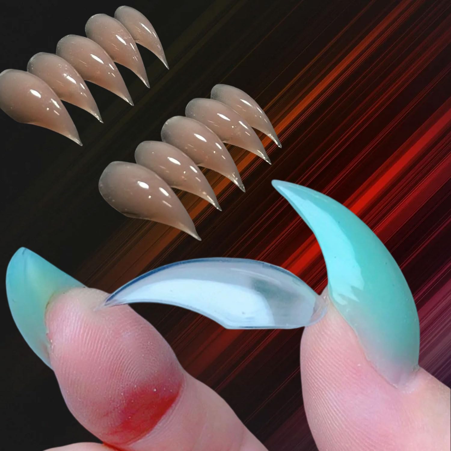 Clear reusable nail tips for poly gel extensions