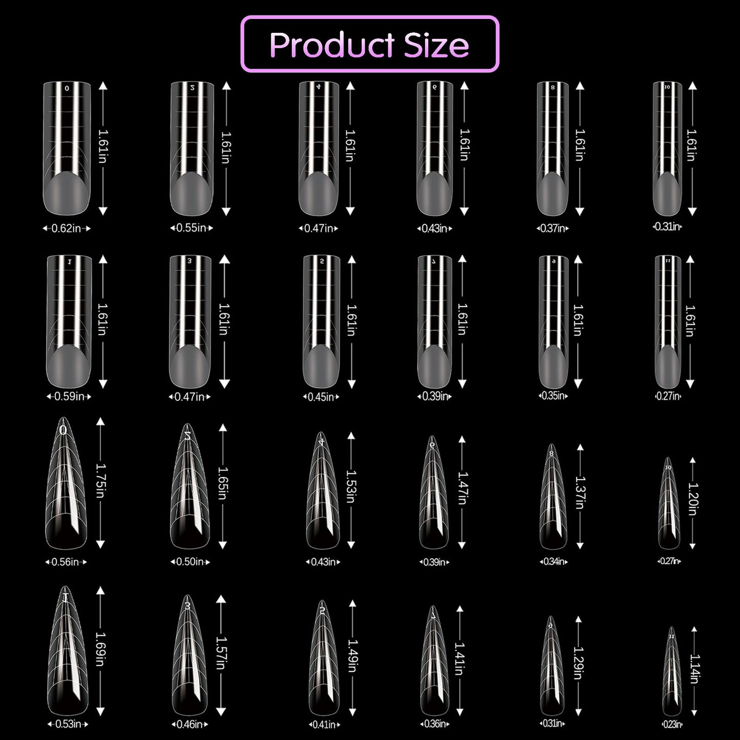 Bomoqing acrylic nail tips in storage organizer