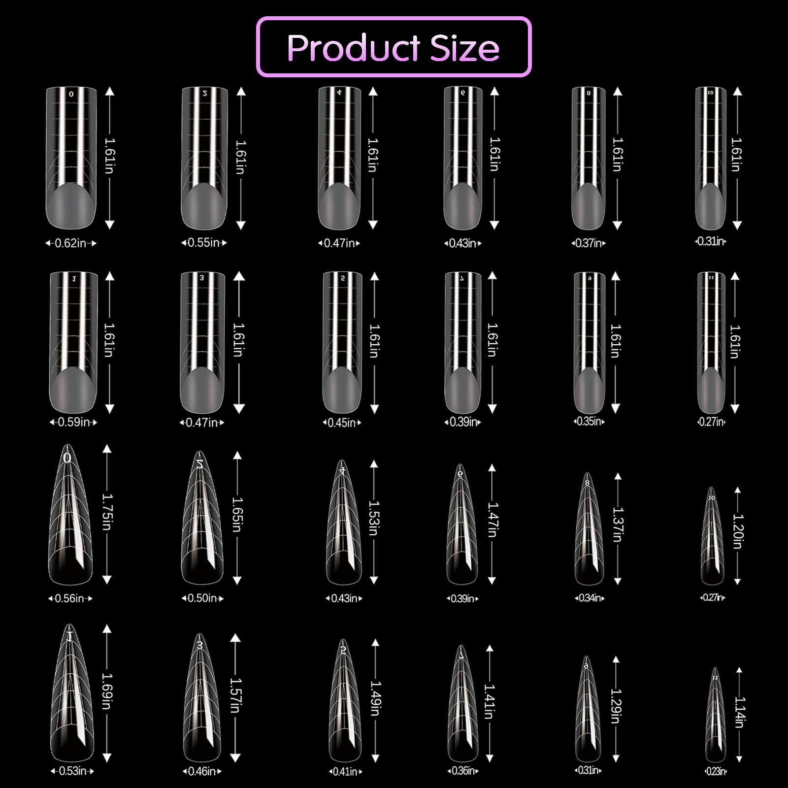 Bomoqing acrylic nail tips in storage organizer
