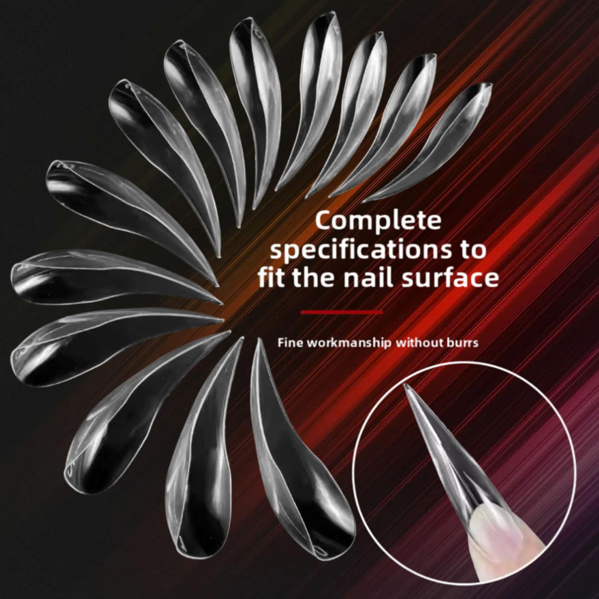 Complete 140 pieces cat claw nail tip set overview