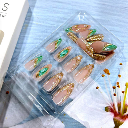 Full set of 24 ASABITE almond artificial nails in box