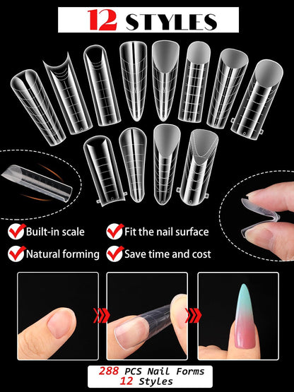 Close up of Ebanku polygel nail molds showing numerical size markings