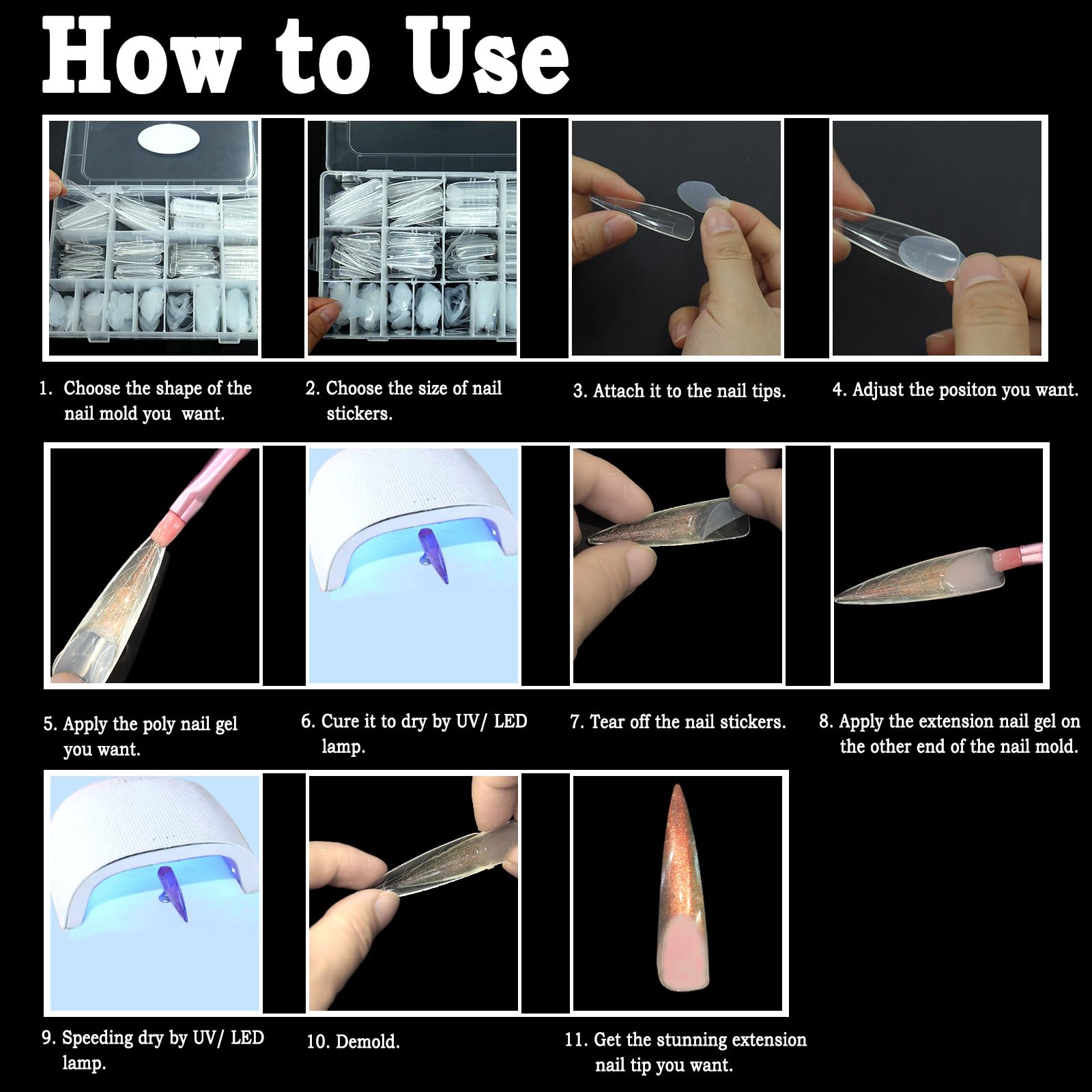 Professional nail extension results using Allstarry dual forms