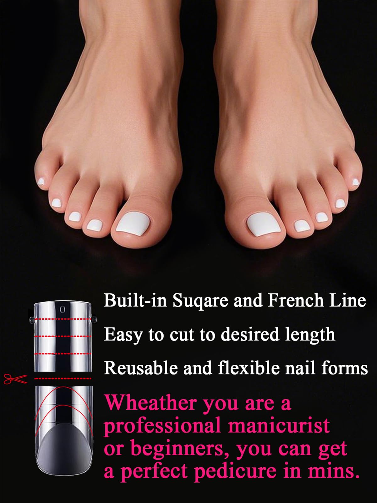Close up of Gorvalin reusable dual toe nail molds in multiple sizes.