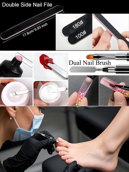 Professional pedicure tools set by Gorvalin for acrylic extensions.