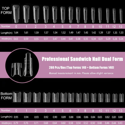 Demonstration of polygel inside the sandwich nail dual form