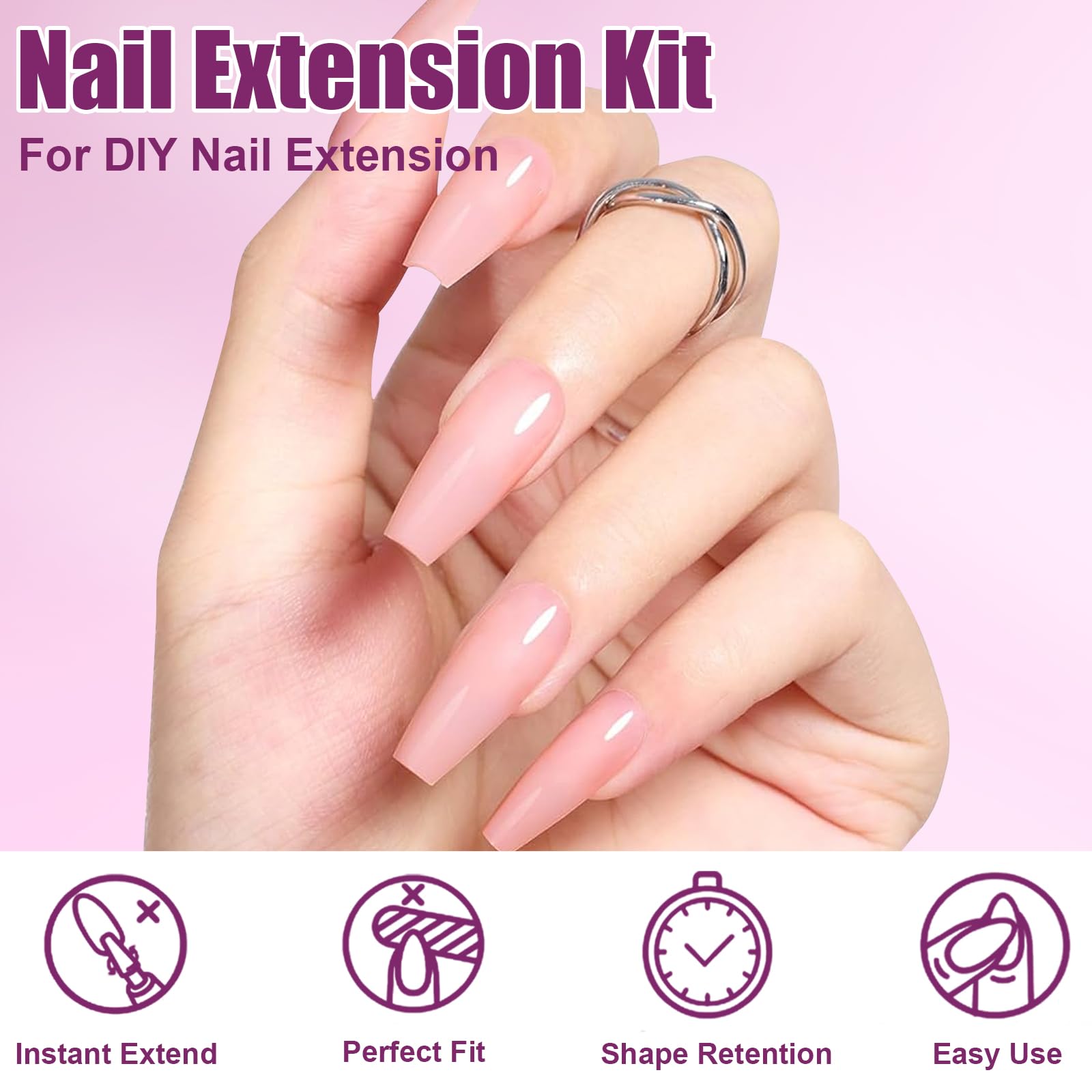 Professional coffin nail extension results using dual forms