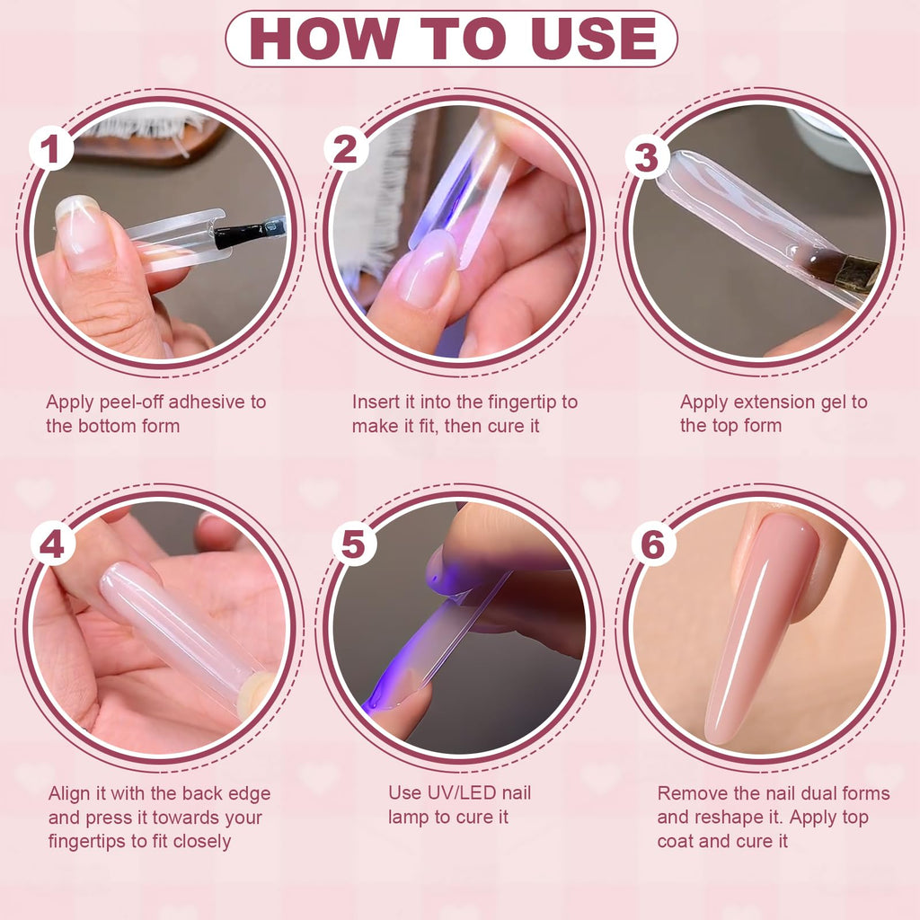 Side profile view of oval shape nail extension mold set