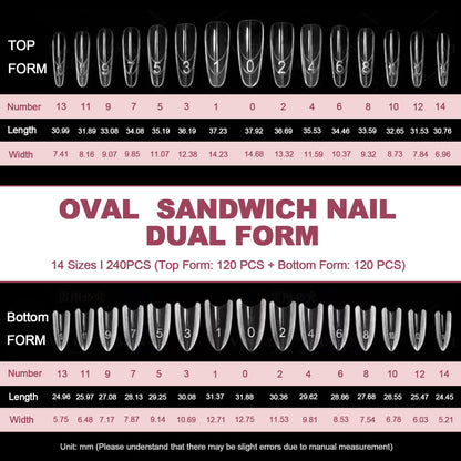 Professional nail art kit containing 240 pieces of dual forms