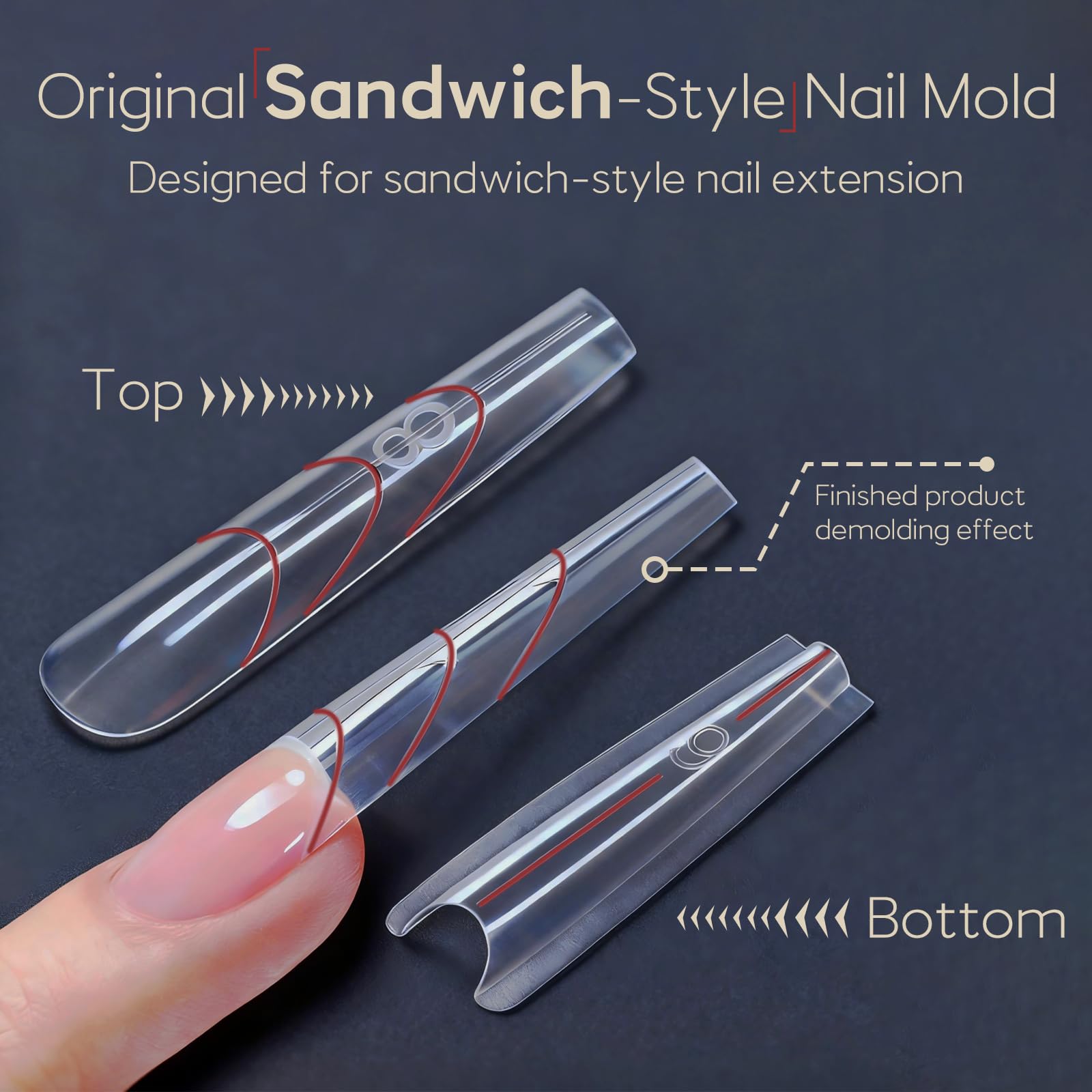 Assorted sizes of Whaislex reusable nail extension molds