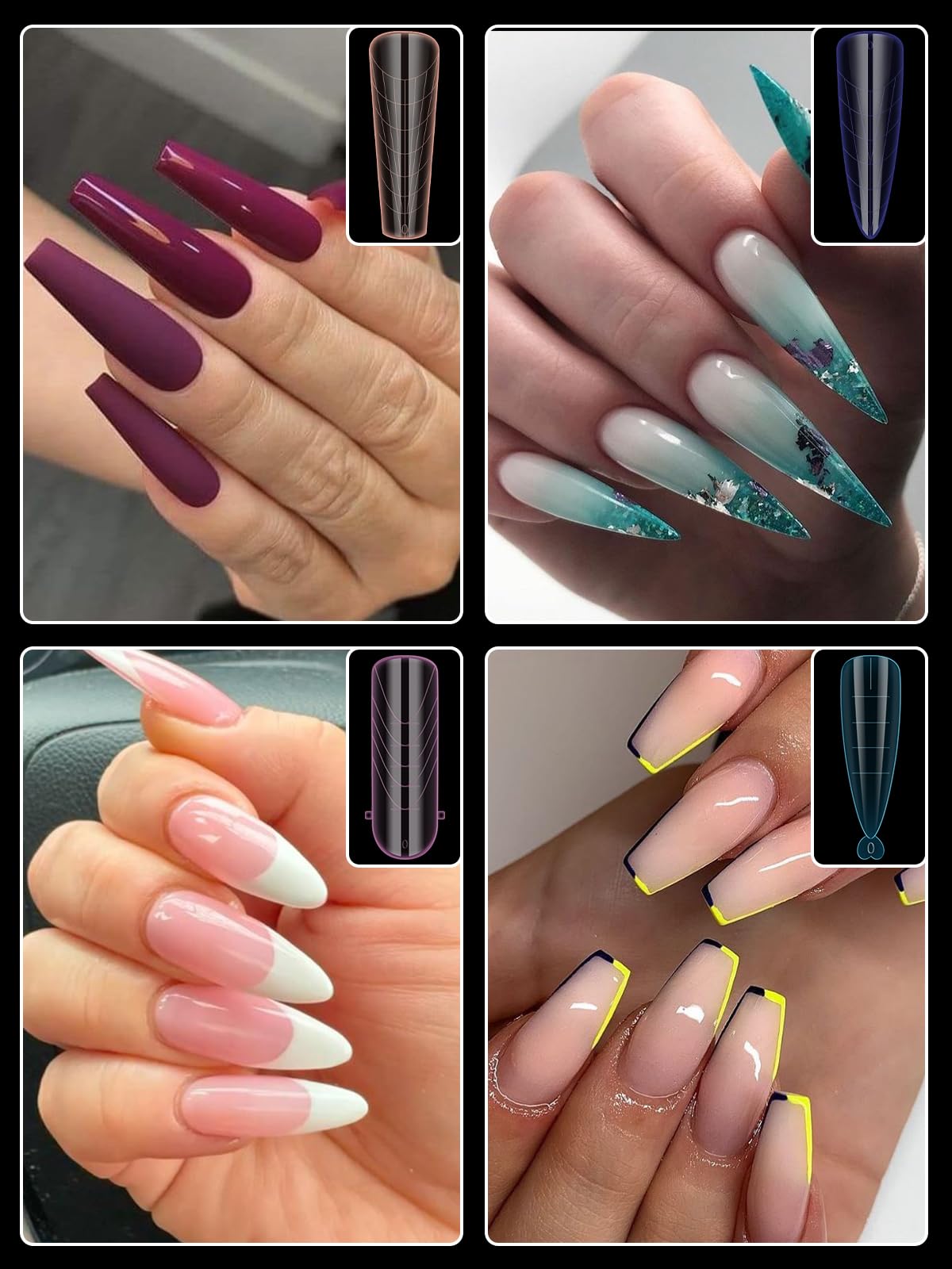 Assorted shapes of Ebanku dual nail forms for manicure
