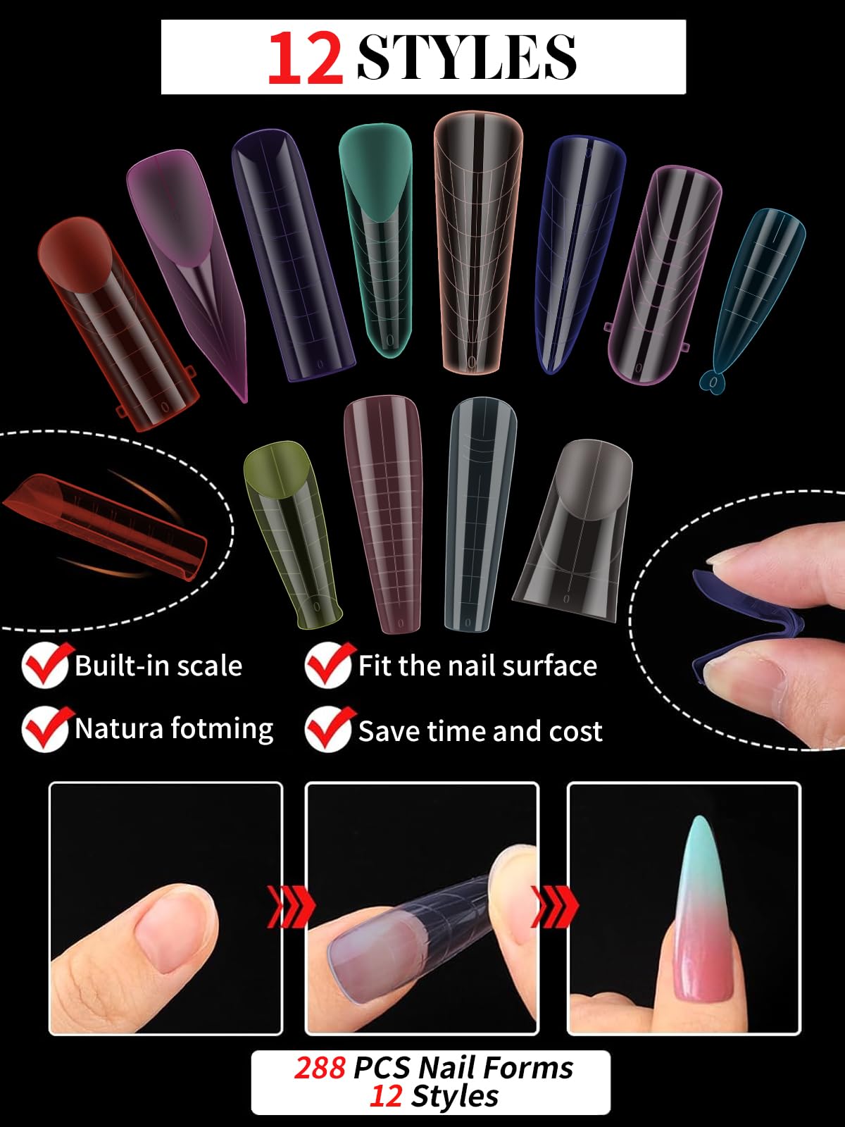 Ebanku dual nail forms for stiletto and coffin styles
