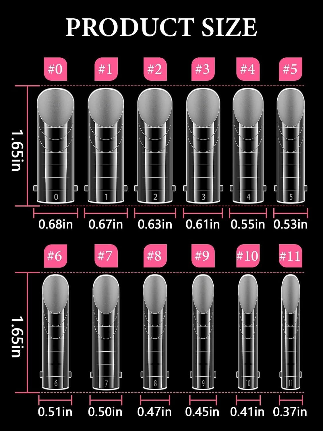 Long square nail tips for poly gel toes 12 sizes
