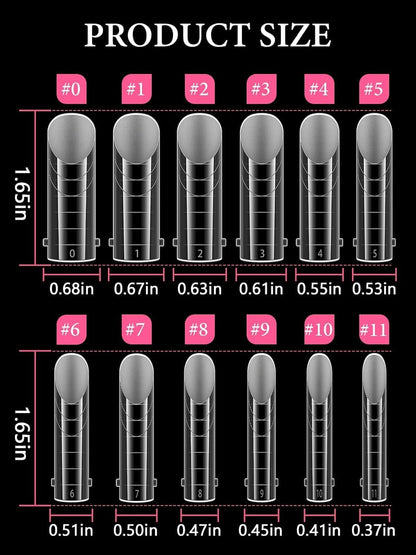 Long square nail tips for poly gel toes 12 sizes