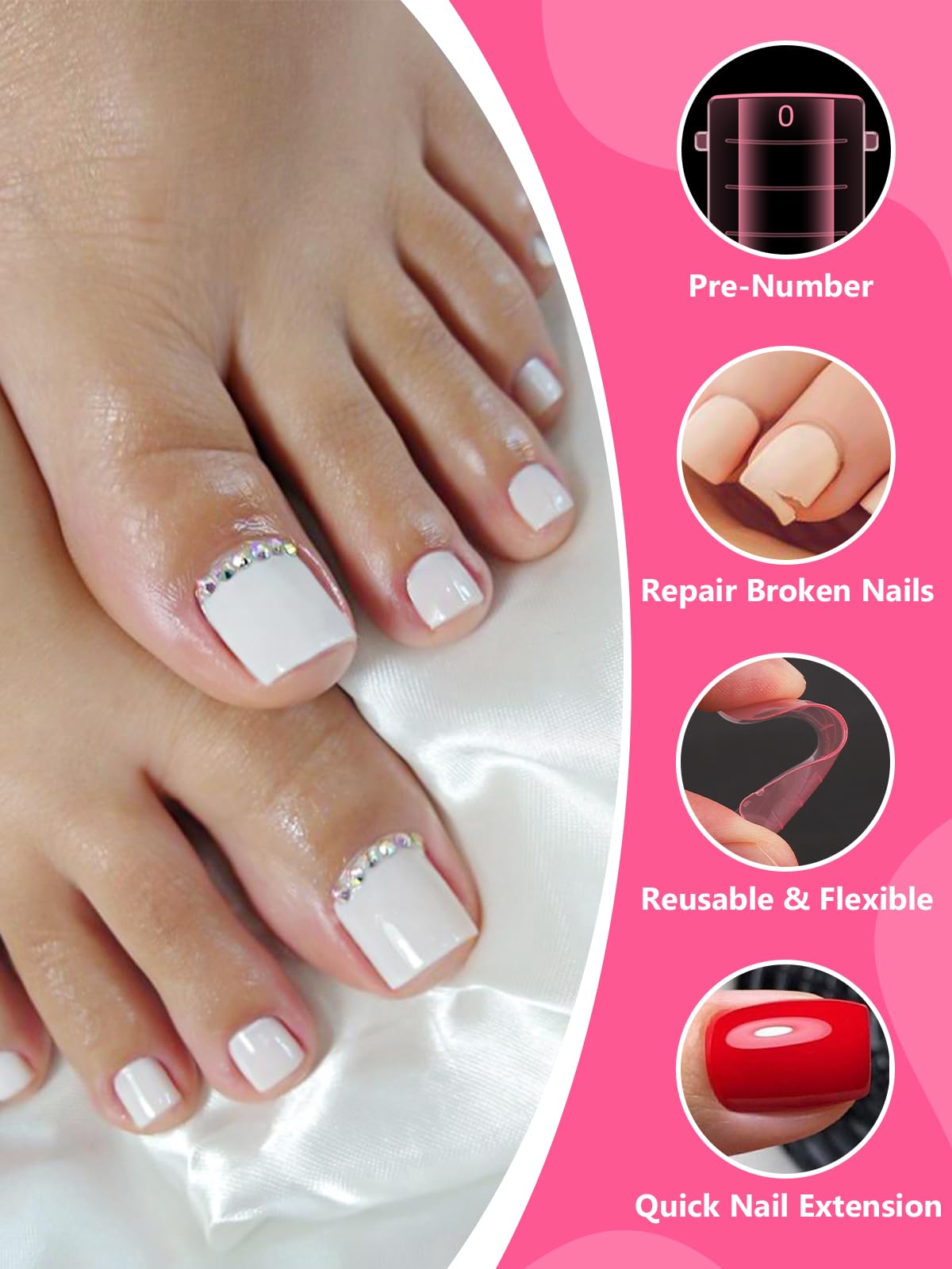 Application example of poly gel pedicure extension