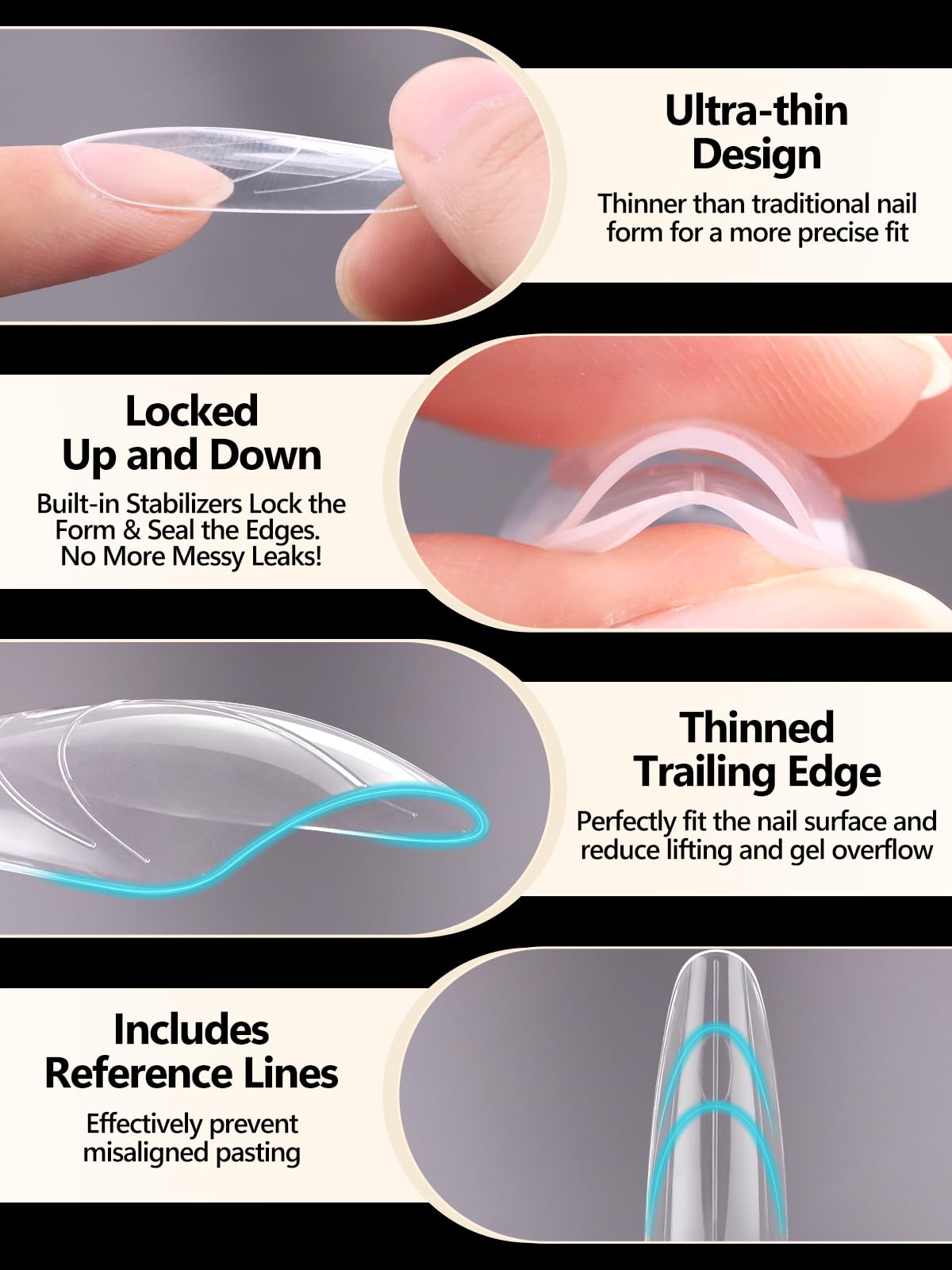 Almond shaped nail extensions using Ebanku dual forms