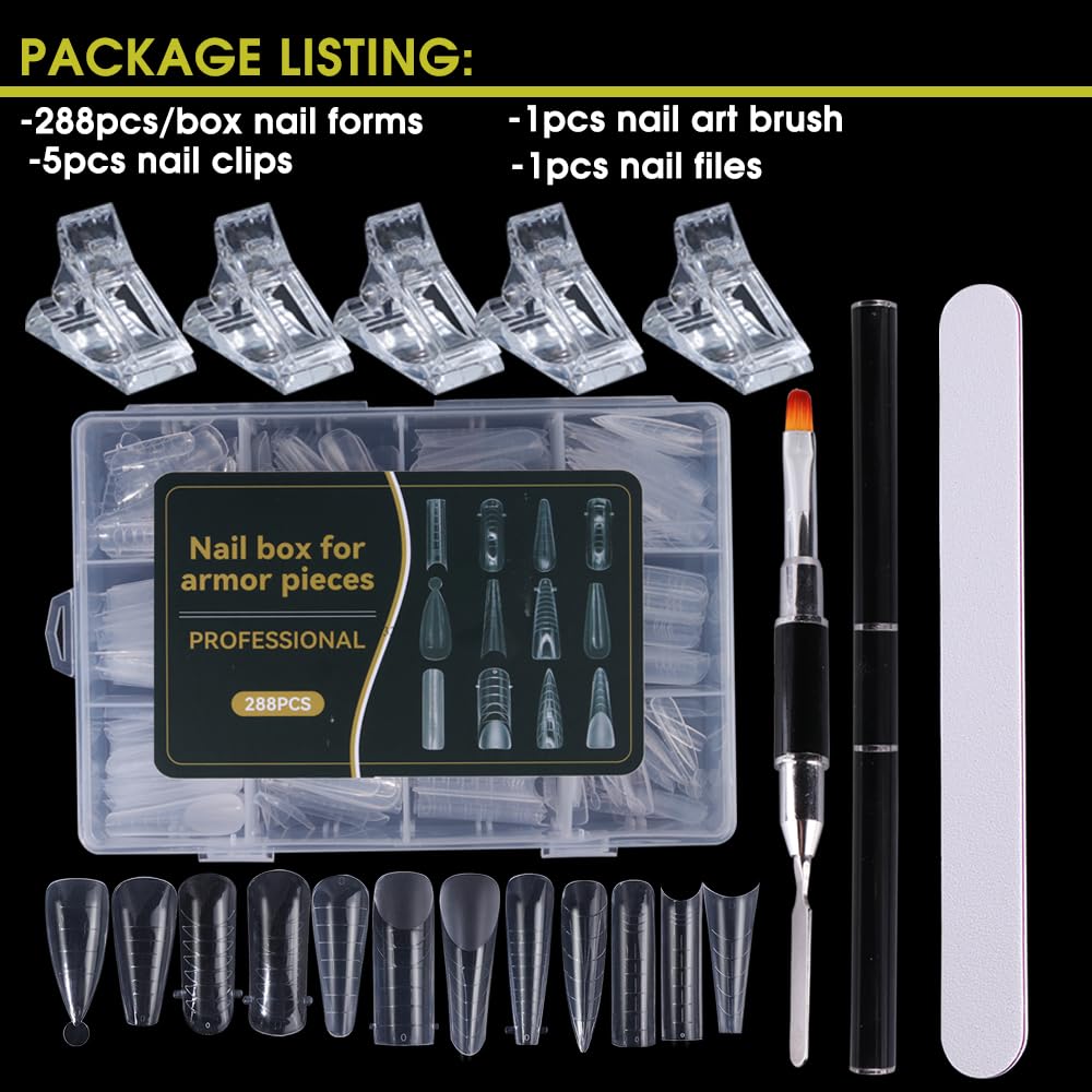 Detailed view of 288 pieces dual nail molds in 12 sizes