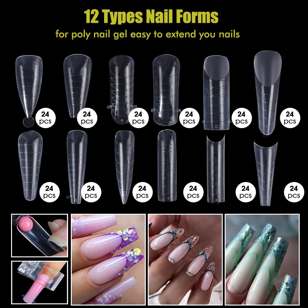 Close up of clear dual nail forms with measurement scale