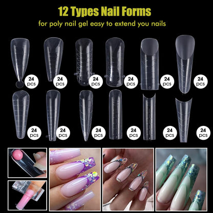 Close up of clear dual nail forms with measurement scale