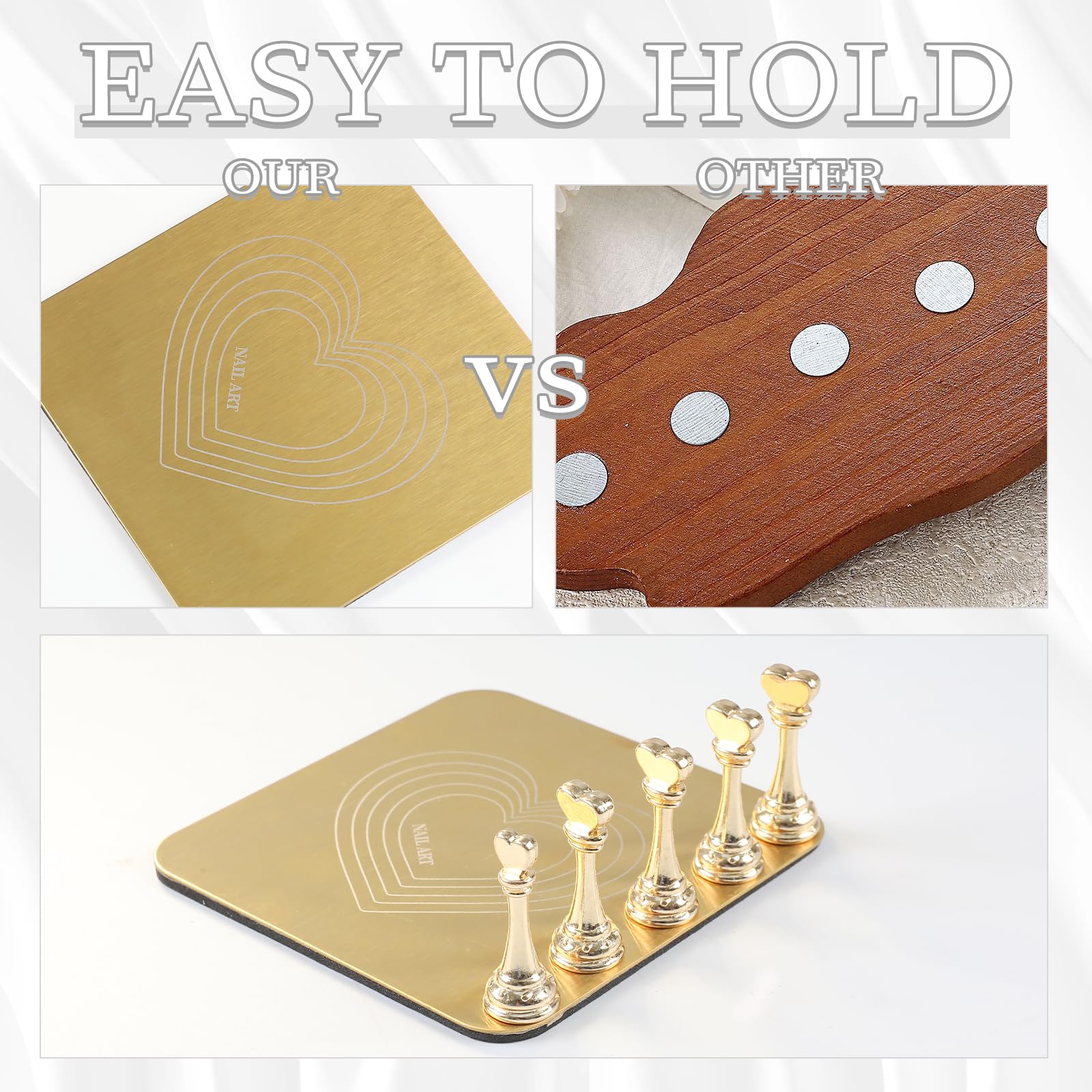 Gold acrylic nail display stand for nail art practice